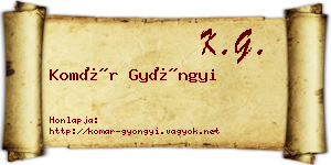 Komár Gyöngyi névjegykártya